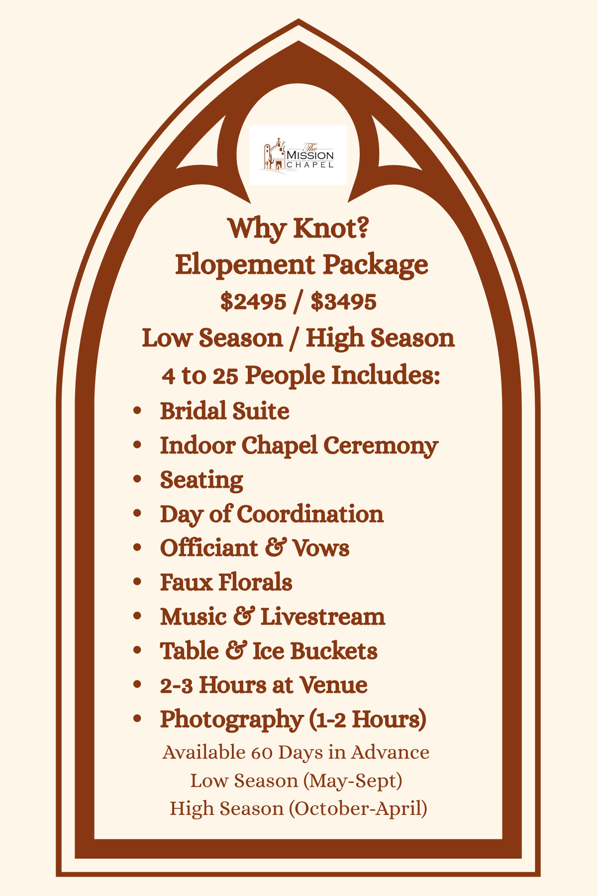 Why Knot Elopement Wedding Package-Low-High Season